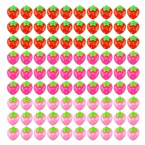 SaktopDeco Resin Strawberry 90 PCS Flat Back Embellishments for Crafts Accessories | Bright, Flat Back, No Holes thumbnail 4
