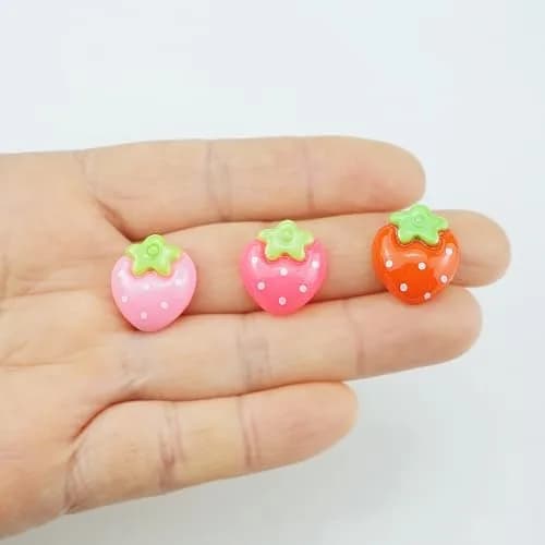 SaktopDeco Resin Strawberry 90 PCS Flat Back Embellishments for Crafts Accessories | Bright, Flat Back, No Holes thumbnail 5
