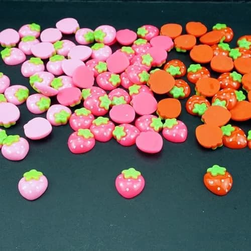 SaktopDeco Resin Strawberry 90 PCS Flat Back Embellishments for Crafts Accessories | Bright, Flat Back, No Holes thumbnail 6