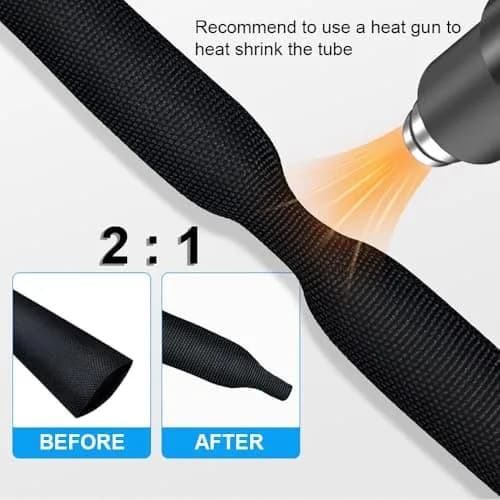 ROCKDIG 20 FT 1/4 inch 2:1 Heat Shrinkable Braided Sleeving | Abrasion & Moisture Protection, Flexible Wiring Harness Sleeve thumbnail 3