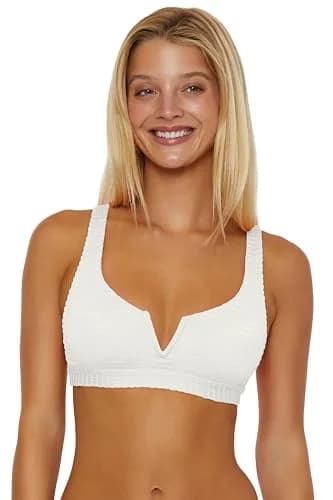 ISABELLA ROSE Maza Women's V-Wire Bralette Bikini Top, Adjustable, Tie Back, Cloud, D | Supportive & Stylish Swimwear thumbnail 1