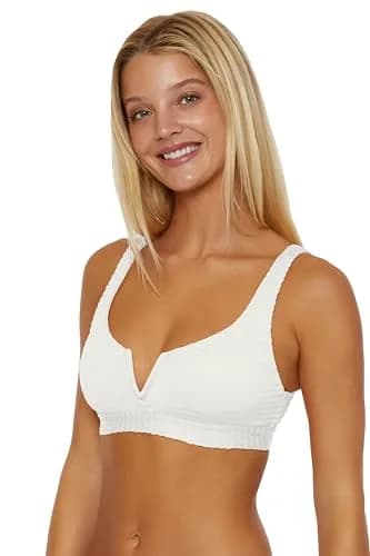 ISABELLA ROSE Maza Women's V-Wire Bralette Bikini Top, Adjustable, Tie Back, Cloud, D | Supportive & Stylish Swimwear thumbnail 2