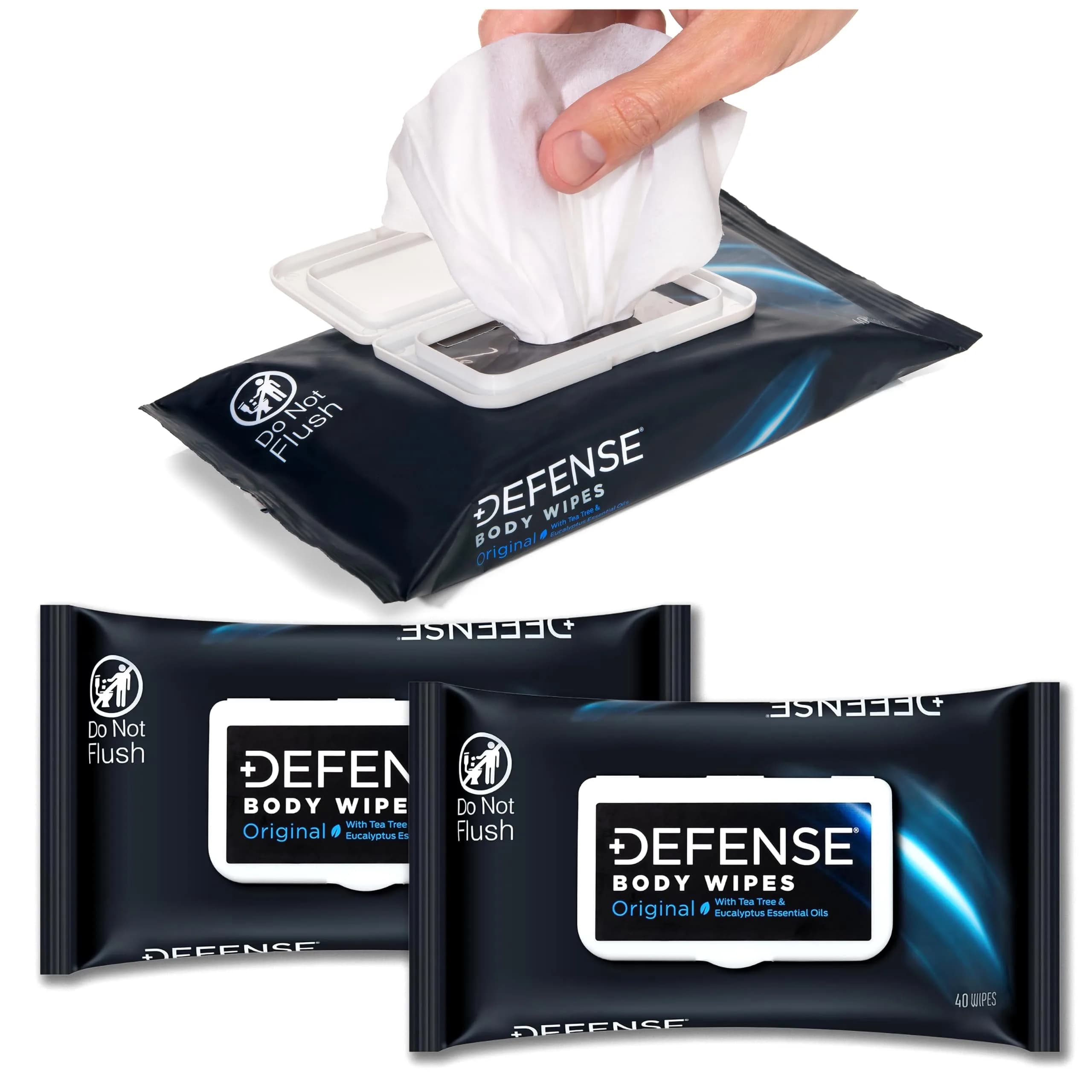 Defense Soap All Natural Body Wipes with Tea Tree Oil, 120 Count (3 Pack, 9x7 inch) | Clinically Proven Natural Ingredient for Active Lifestyles - main product image