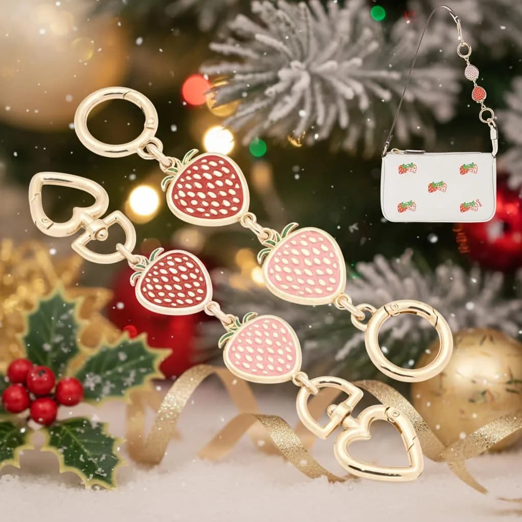 COICOIC Strawberry Purse Strap Extender - 12cm (4.7") | Cute Bag Chain Accessory - main product image