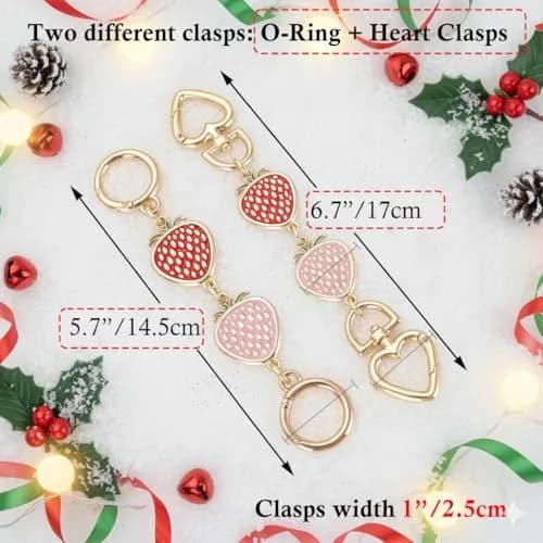 COICOIC Cute Strawberry Purse Strap Extender 2 Pcs | Adds 5.7-6.7 Inches thumbnail 2