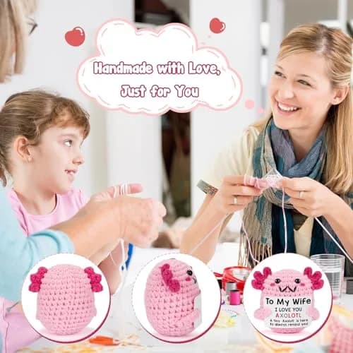 WEYON Mini Crochet Axolotl 8.9cm (3.5 inches) | "Wife" Style Romantic Gift thumbnail 3