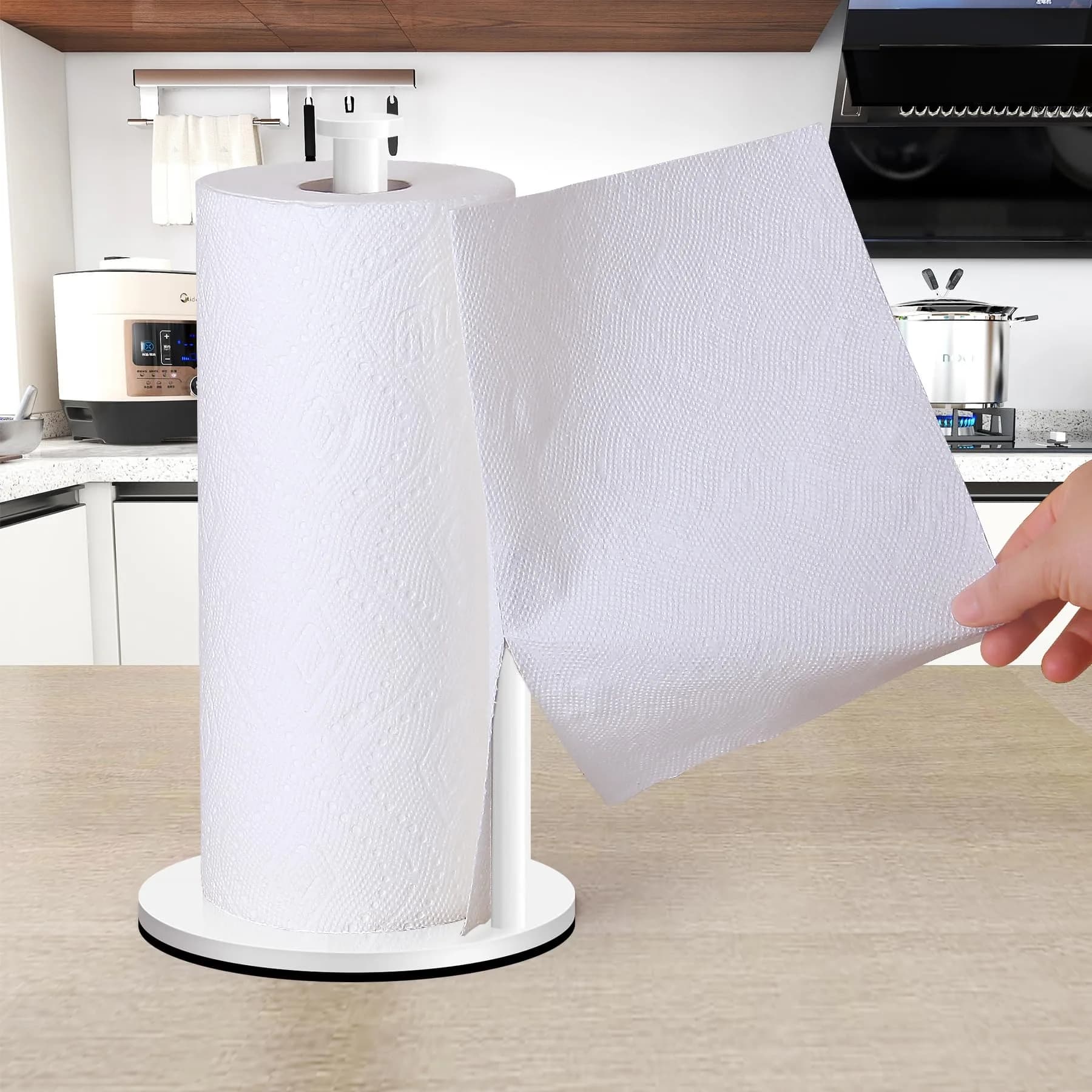 OBODING White Paper Towel Holder Countertop | Stainless Steel Kitchen Organizer with Side Bar (12.2" H x 6.7" W) - view 5