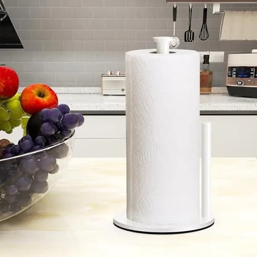 OBODING White Paper Towel Holder Countertop | Stainless Steel Kitchen Organizer with Side Bar (12.2" H x 6.7" W) thumbnail 3
