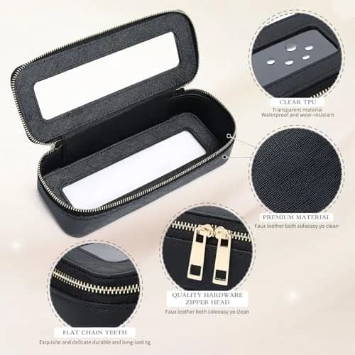 Pinkmik Travel Clear Makeup Bag Set (Black, M+SLIM) | TSA Approved Organizer with Waterproof Faux Leather thumbnail 5