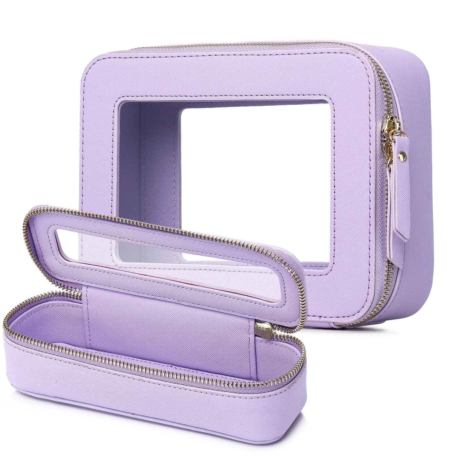 Pinkmik B1/Purple M+SLIM Clear Makeup Bag - TSA Approved Travel Cosmetic Case for Women - main product image