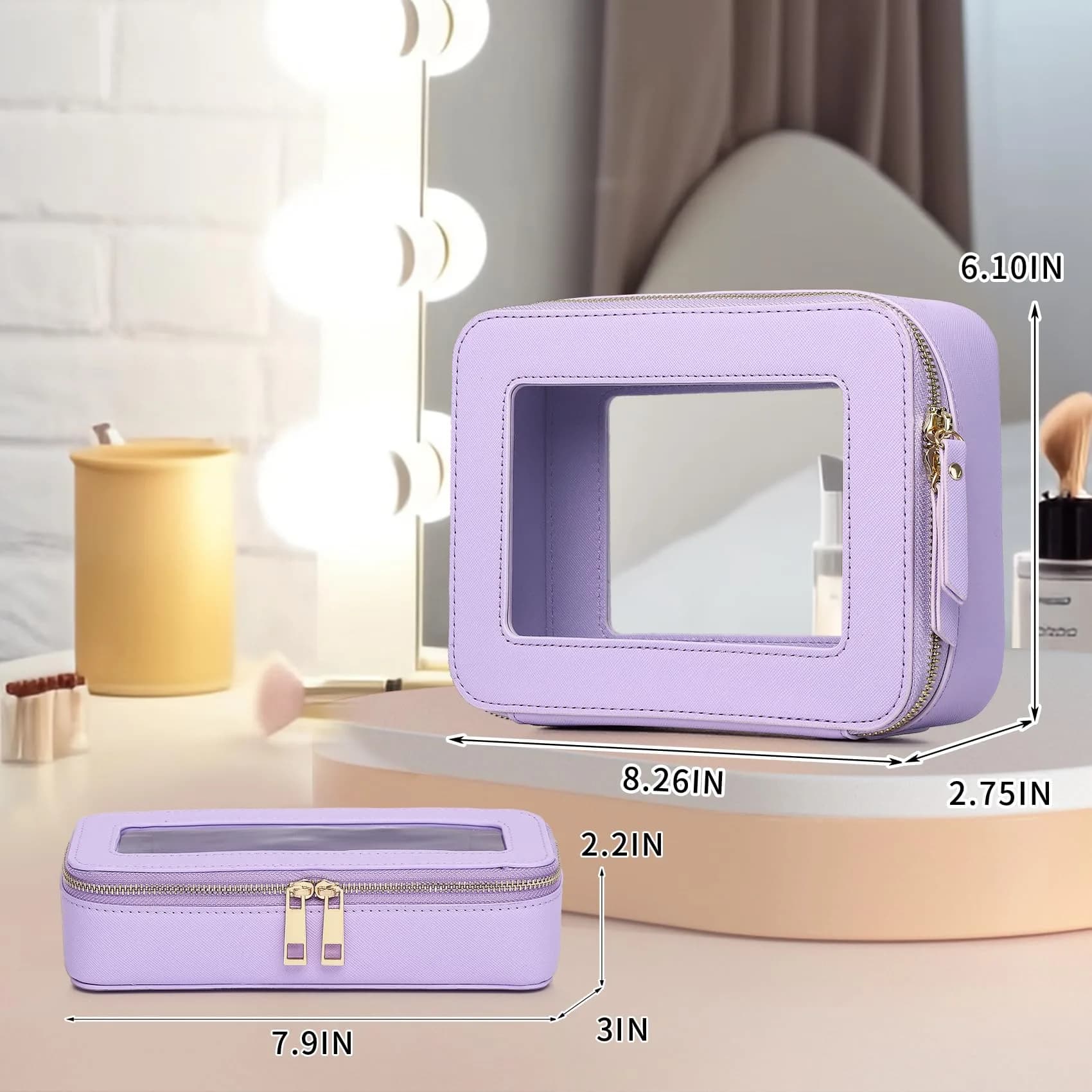 Pinkmik B1/Purple M+SLIM Clear Makeup Bag - TSA Approved Travel Cosmetic Case for Women - view 4