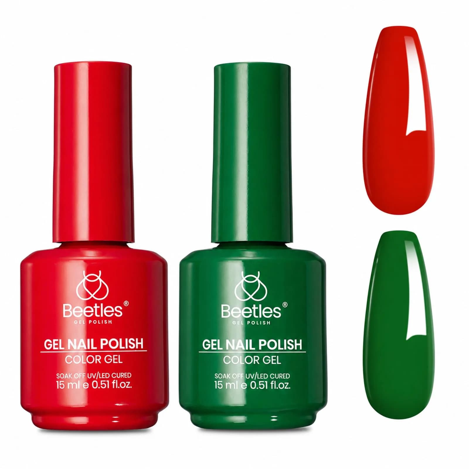 Beetles Gel Polish Red Green Set Prelude of Celebration 15ml (0.51 Fl Oz) | Cruelty-Free, Long-Lasting Gel Nail Polish - main product image