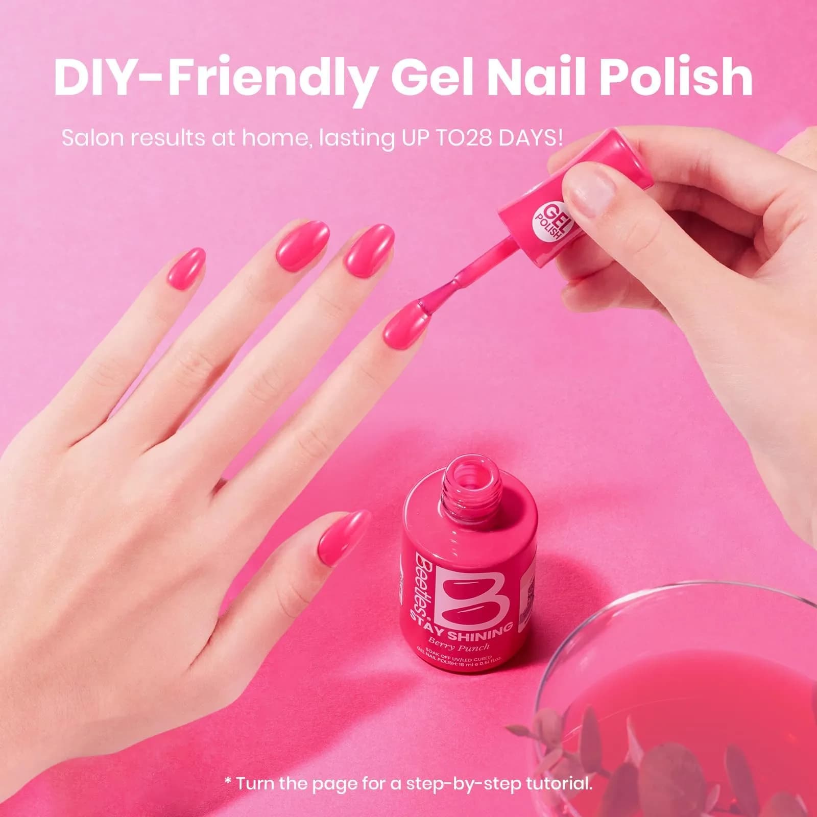 Beetles Gel Polish Hot Pink Wild Tulips 15ml (0.51 Fl Oz) | LED Cure Long-Lasting Gel Nail Polish - view 6