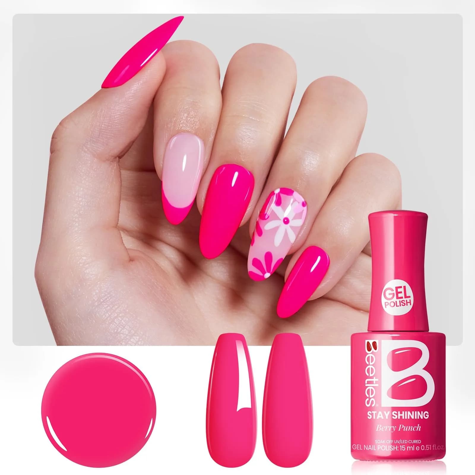 Beetles Gel Polish Hot Pink Wild Tulips 15ml (0.51 Fl Oz) | LED Cure Long-Lasting Gel Nail Polish - view 8