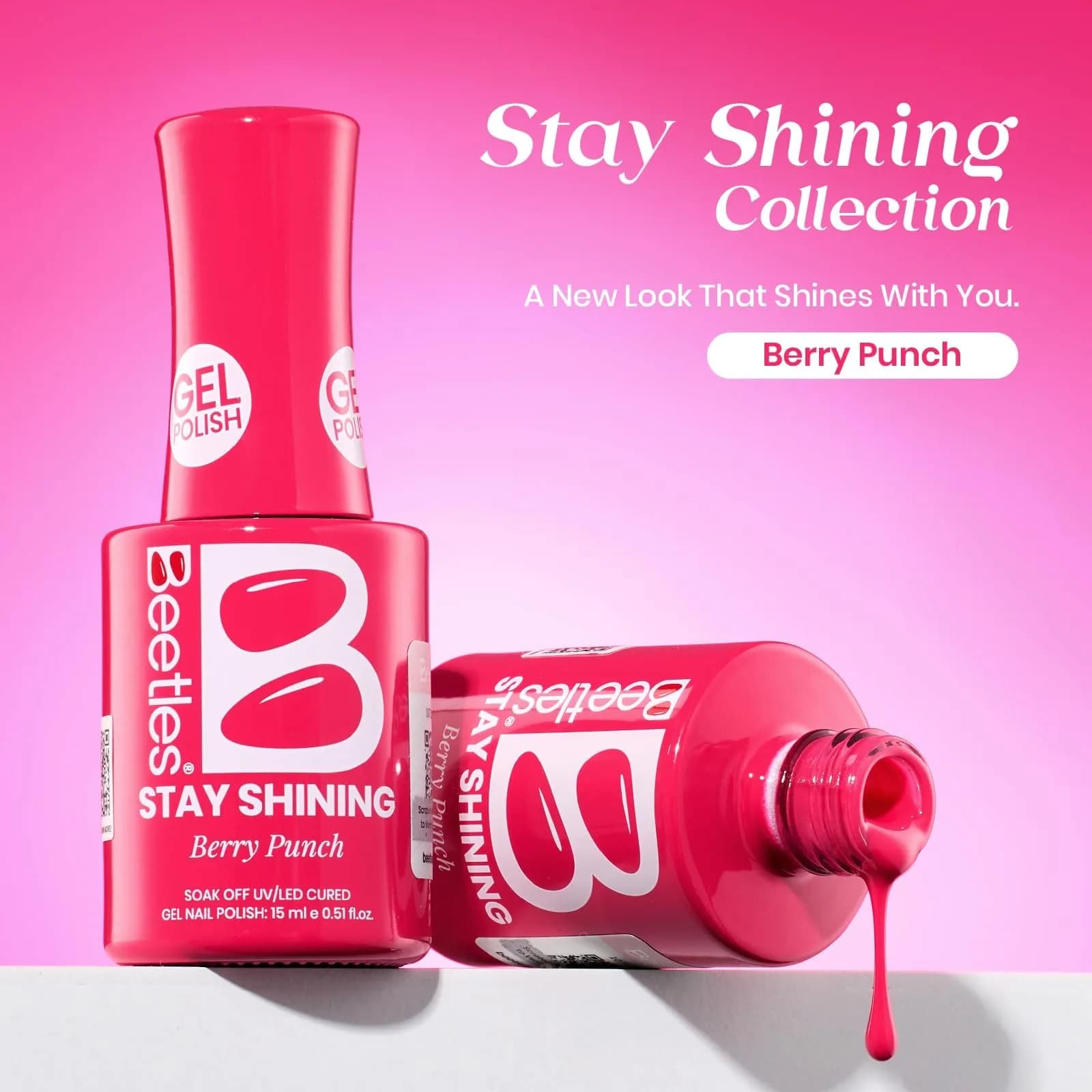 Beetles Gel Polish Hot Pink Wild Tulips 15ml (0.51 Fl Oz) | LED Cure Long-Lasting Gel Nail Polish - view 2