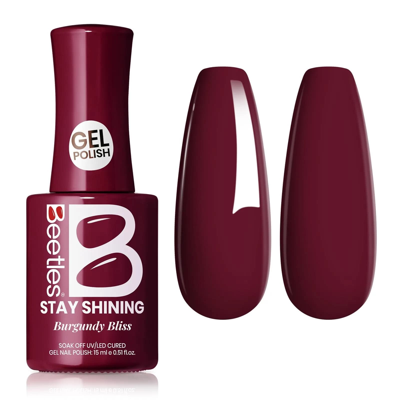 Beetles Gel Polish Burgundy Bliss 15ml (0.51 Fl Oz) | Salon Quality Soak-Off UV/LED Gel Nail Polish - main product image