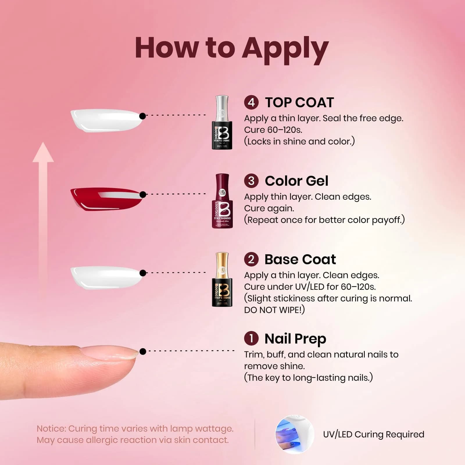 Beetles Gel Polish Burgundy Bliss 15ml (0.51 Fl Oz) | Salon Quality Soak-Off UV/LED Gel Nail Polish - view 7
