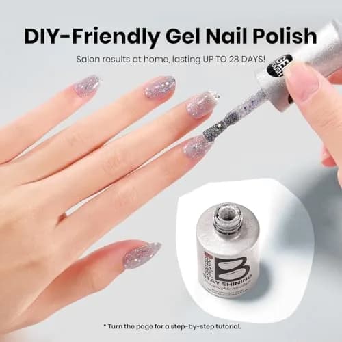 Beetles Glitter Gel Nail Polish, 0.51 fl oz (15ml) Diamond-Shine Holographic Stardust | UV/LED Cure thumbnail 5