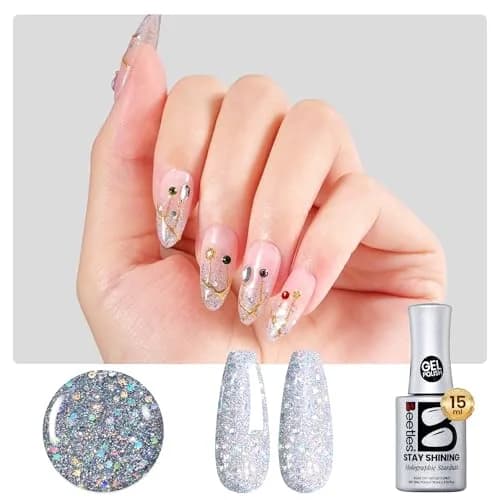 Beetles Glitter Gel Nail Polish, 0.51 fl oz (15ml) Diamond-Shine Holographic Stardust | UV/LED Cure thumbnail 9