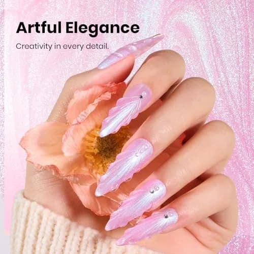 Beetles Pearl Gel Nail Polish Pink Nebula Thread 15ml (0.25 Fl Oz) | Captivating Blue Shimmer & Unique Swirl Effect thumbnail 4