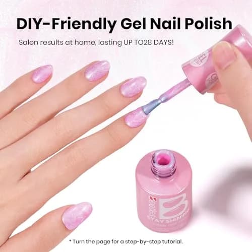 Beetles Pearl Gel Nail Polish Pink Nebula Thread 15ml (0.25 Fl Oz) | Captivating Blue Shimmer & Unique Swirl Effect thumbnail 5
