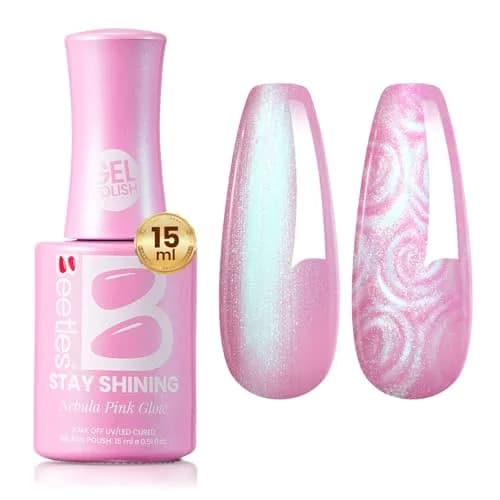 Beetles Pearl Gel Nail Polish Pink Nebula Thread 15ml (0.25 Fl Oz) | Captivating Blue Shimmer & Unique Swirl Effect thumbnail 1