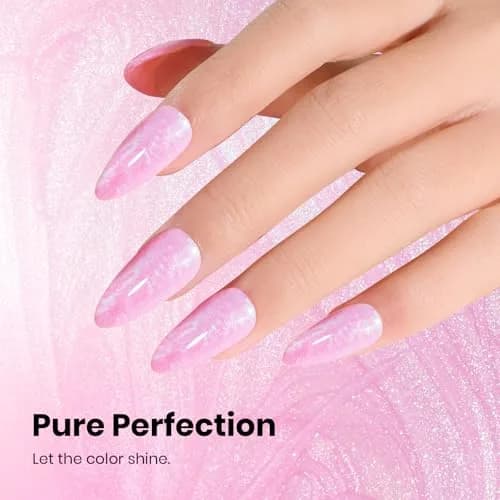 Beetles Pearl Gel Nail Polish Pink Nebula Thread 15ml (0.25 Fl Oz) | Captivating Blue Shimmer & Unique Swirl Effect thumbnail 3