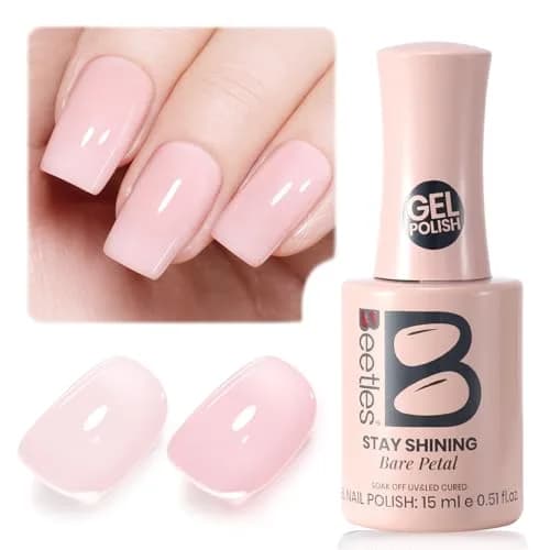Beetles Gel Nail Polish Bare Petal Nude Jelly 15ml (0.51 Fl Oz) | 10-Free Formula for Long-Lasting Shine thumbnail 1