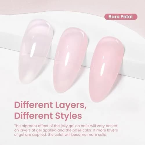 Beetles Gel Nail Polish Bare Petal Nude Jelly 15ml (0.51 Fl Oz) | 10-Free Formula for Long-Lasting Shine thumbnail 3