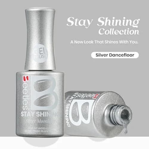 Beetles Pearl Gel Nail Polish 15ml Silver Moonlight | Metallic Frost Finish, Long-Lasting Soak-Off Gel thumbnail 5