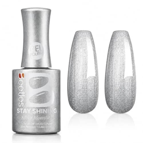 Beetles Pearl Gel Nail Polish - 15ml Silver Moonlight Sparkle Thread Effect | Long-Lasting Soak-Off - view 3