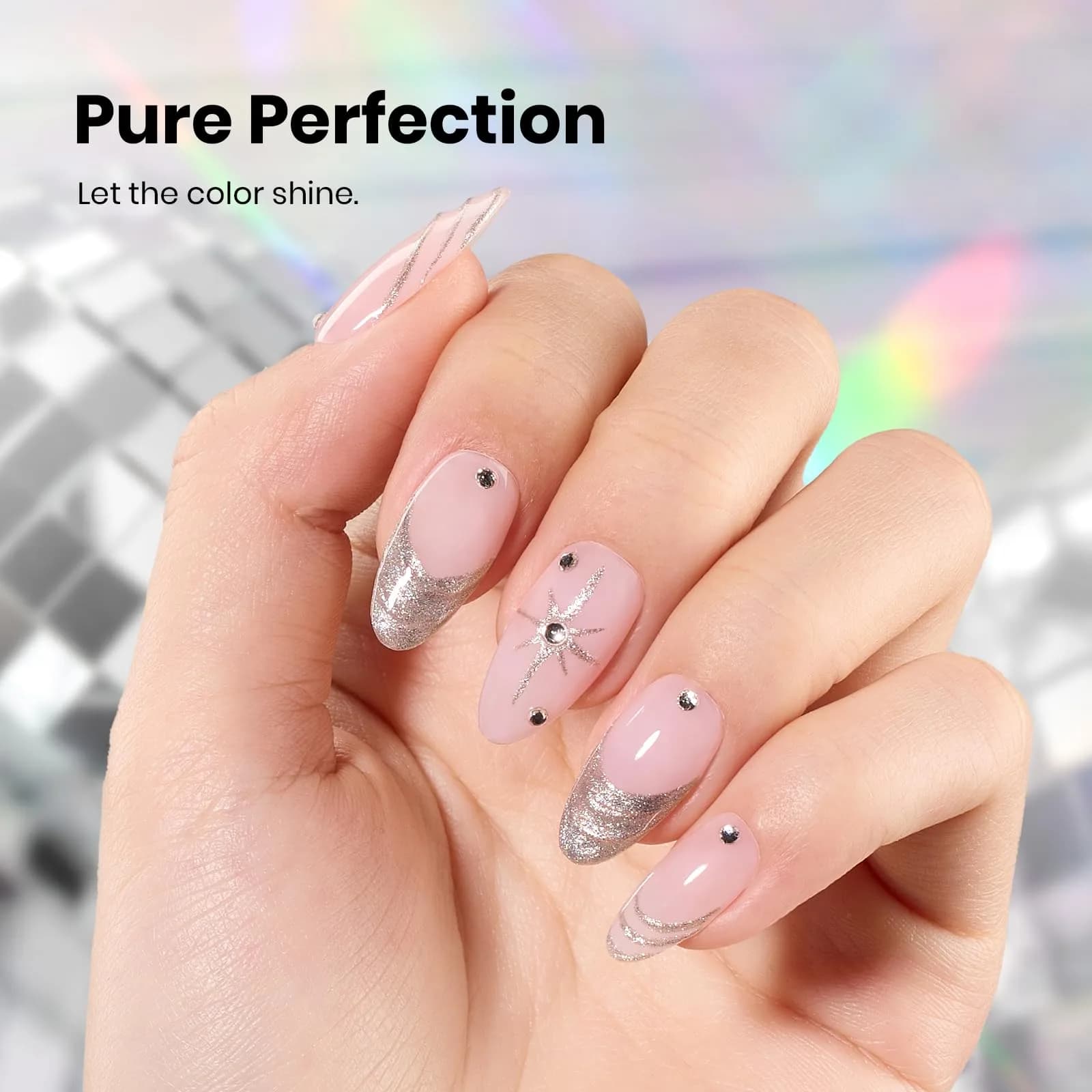 Beetles Pearl Gel Nail Polish - 15ml Silver Moonlight Sparkle Thread Effect | Long-Lasting Soak-Off - view 4