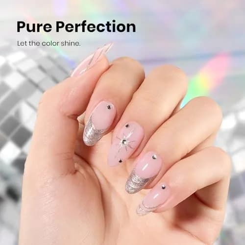 Beetles Pearl Gel Nail Polish - 15ml Silver Moonlight Sparkle Thread Effect | Long-Lasting Soak-Off - view 5