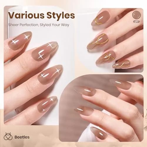 Beetles Gel Nail Polish Natural Nude Jelly Sheer Soft Brew, 15ml (0.5 Fl Oz) | Soak Off UV LED Manicure thumbnail 5