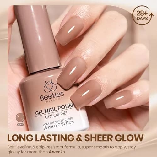 Beetles Gel Nail Polish Natural Nude Jelly Sheer Soft Brew, 15ml (0.5 Fl Oz) | Soak Off UV LED Manicure thumbnail 6