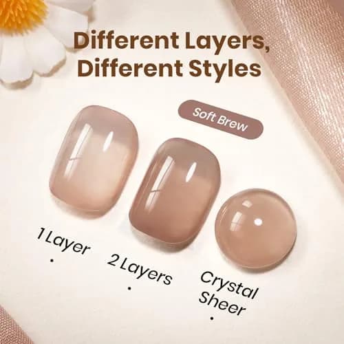 Beetles Gel Nail Polish Natural Nude Jelly Sheer Soft Brew, 15ml (0.5 Fl Oz) | Soak Off UV LED Manicure thumbnail 3