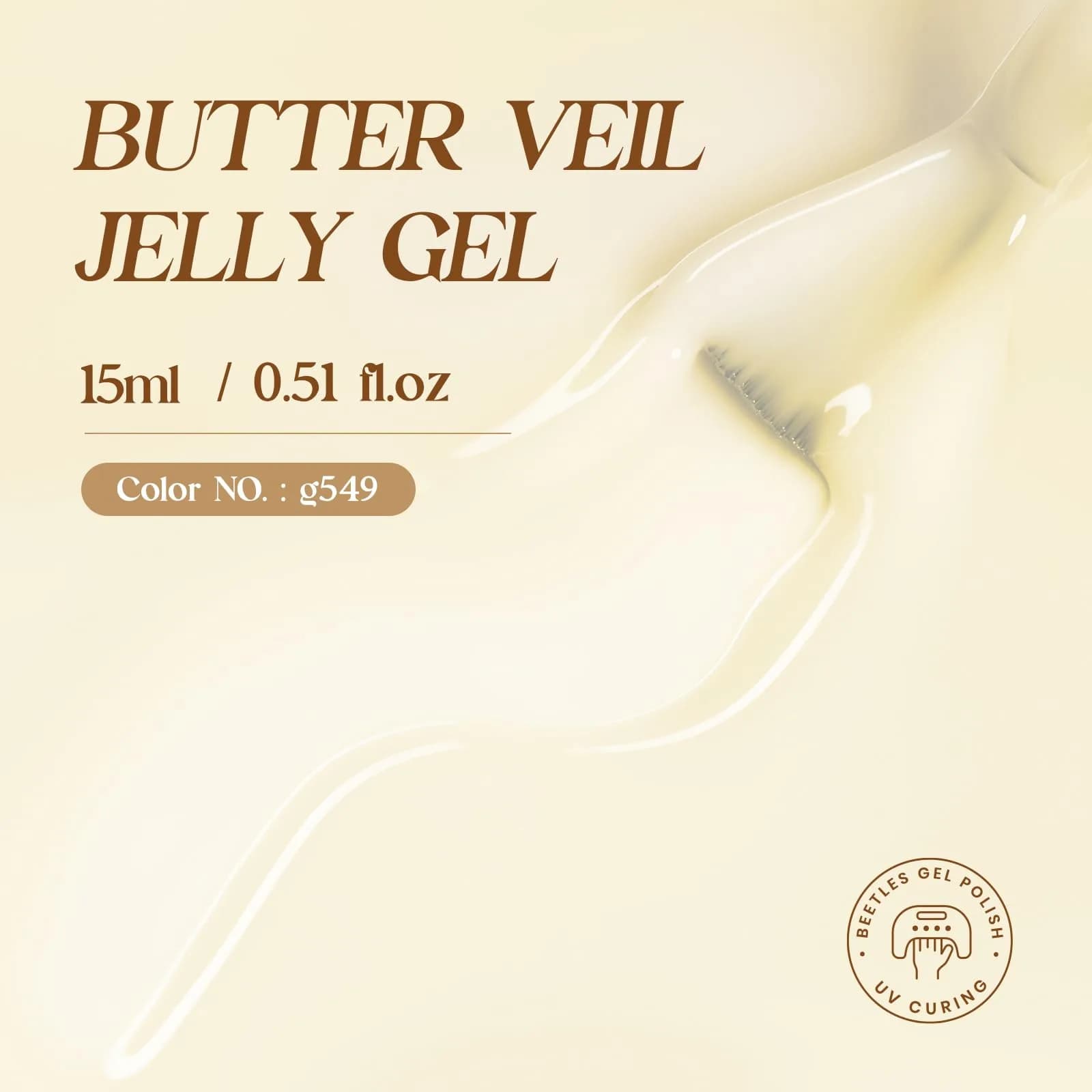 Beetles Butter Veil Yellow Jelly Gel Nail Polish 15ml | Sheer Translucent Effect - view 2