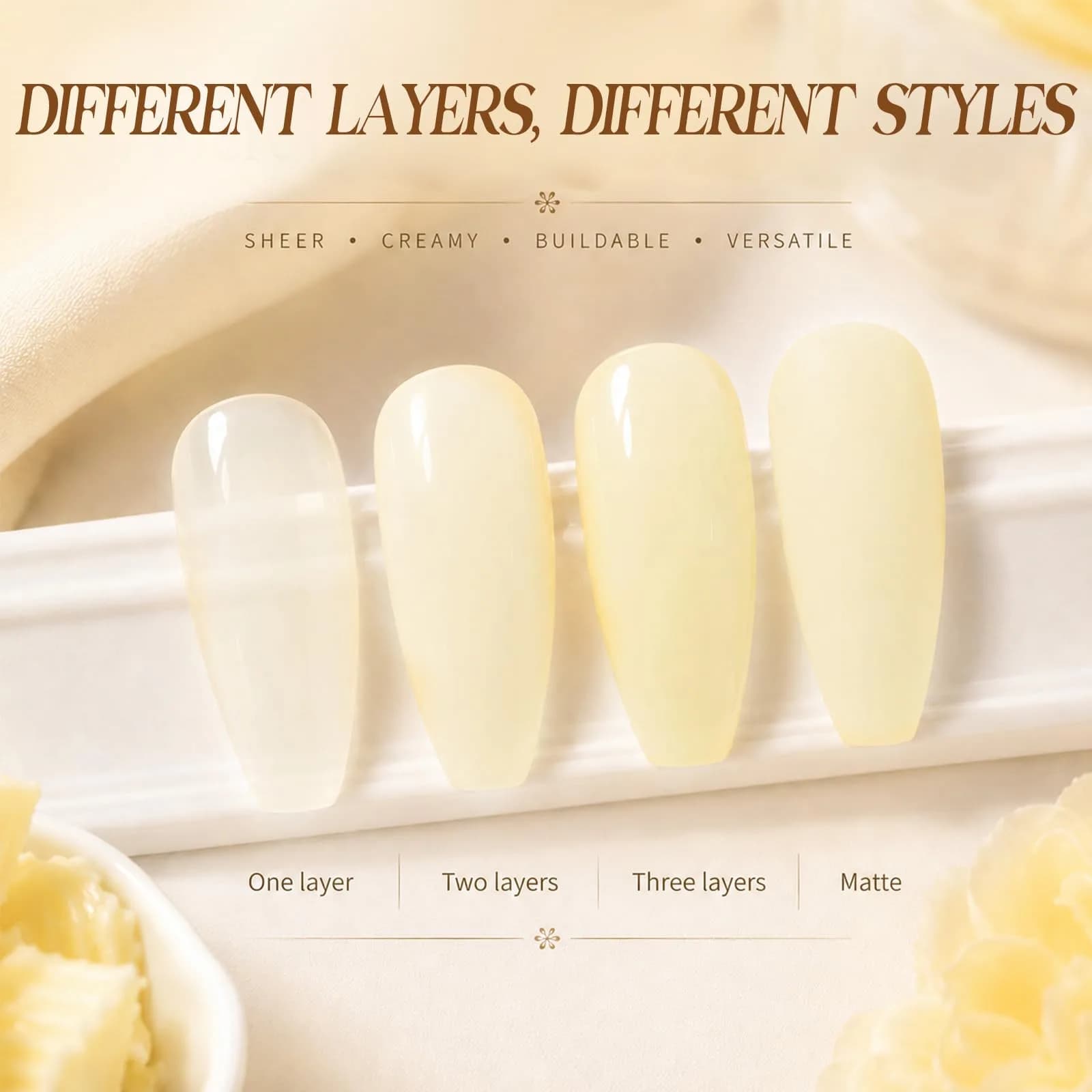 Beetles Butter Veil Yellow Jelly Gel Nail Polish 15ml | Sheer Translucent Effect - view 3