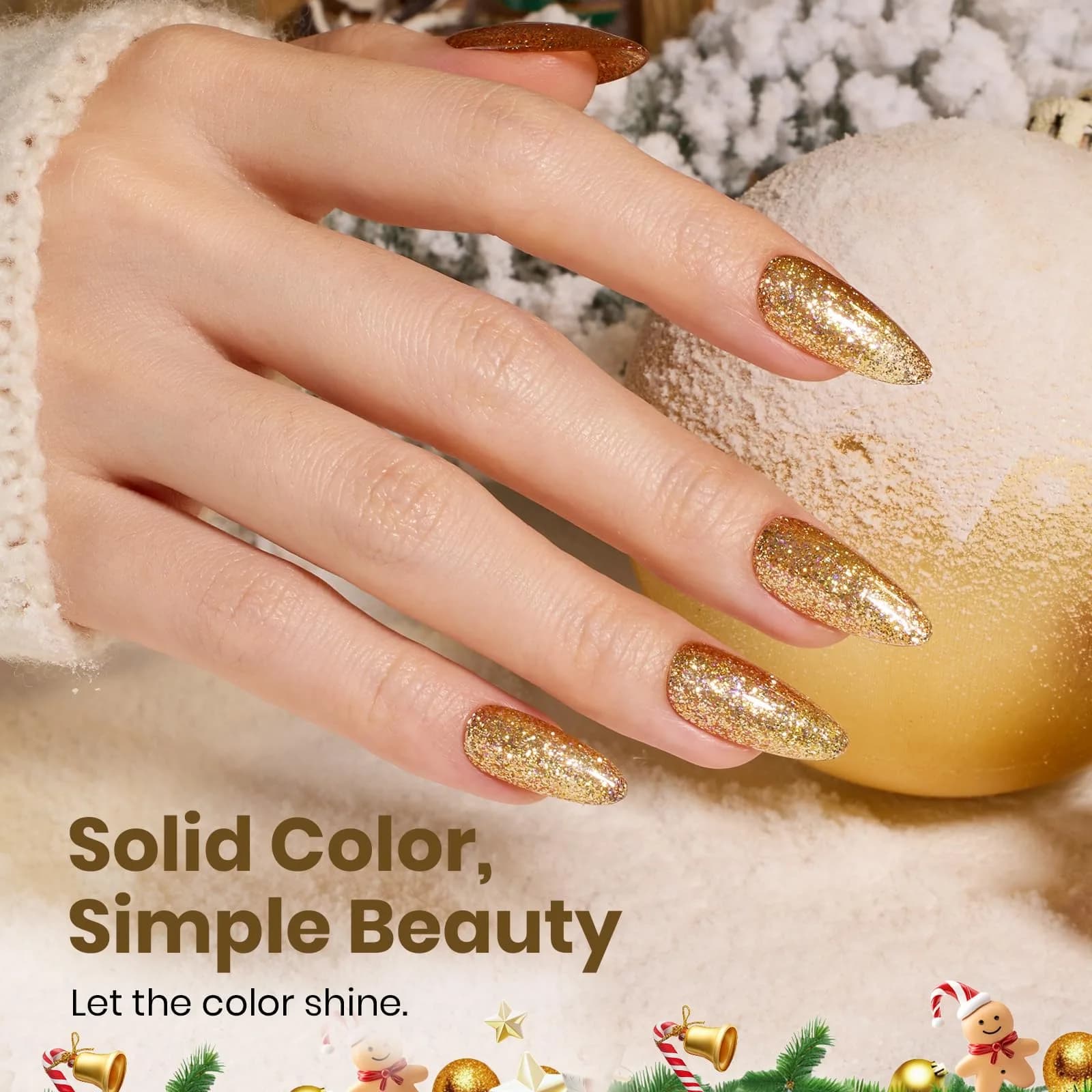 Beetles Gold Gel Nail Polish Sparkling Glitter Reflective Purple 15ml | Starlit Gold Glitter Gel Polish - view 3