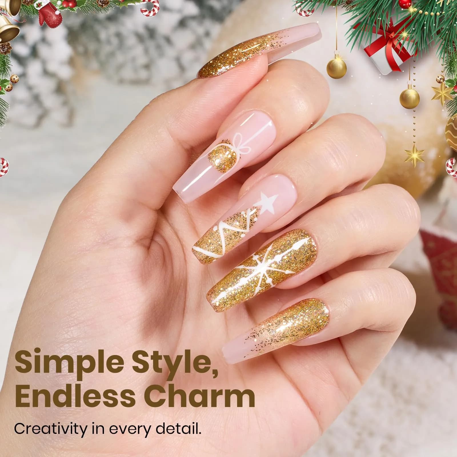 Beetles Gold Gel Nail Polish Sparkling Glitter Reflective Purple 15ml | Starlit Gold Glitter Gel Polish - view 4