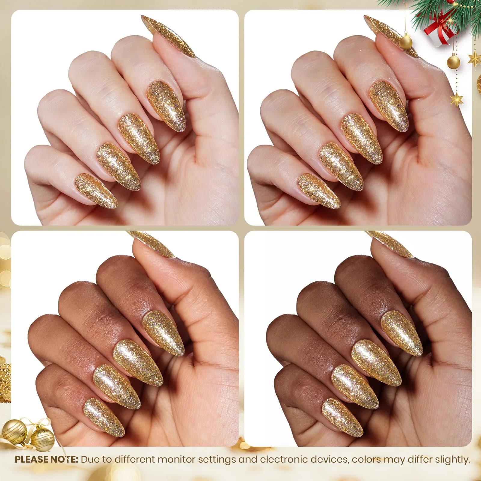 Beetles Gold Gel Nail Polish Sparkling Glitter Reflective Purple 15ml | Starlit Gold Glitter Gel Polish - view 5
