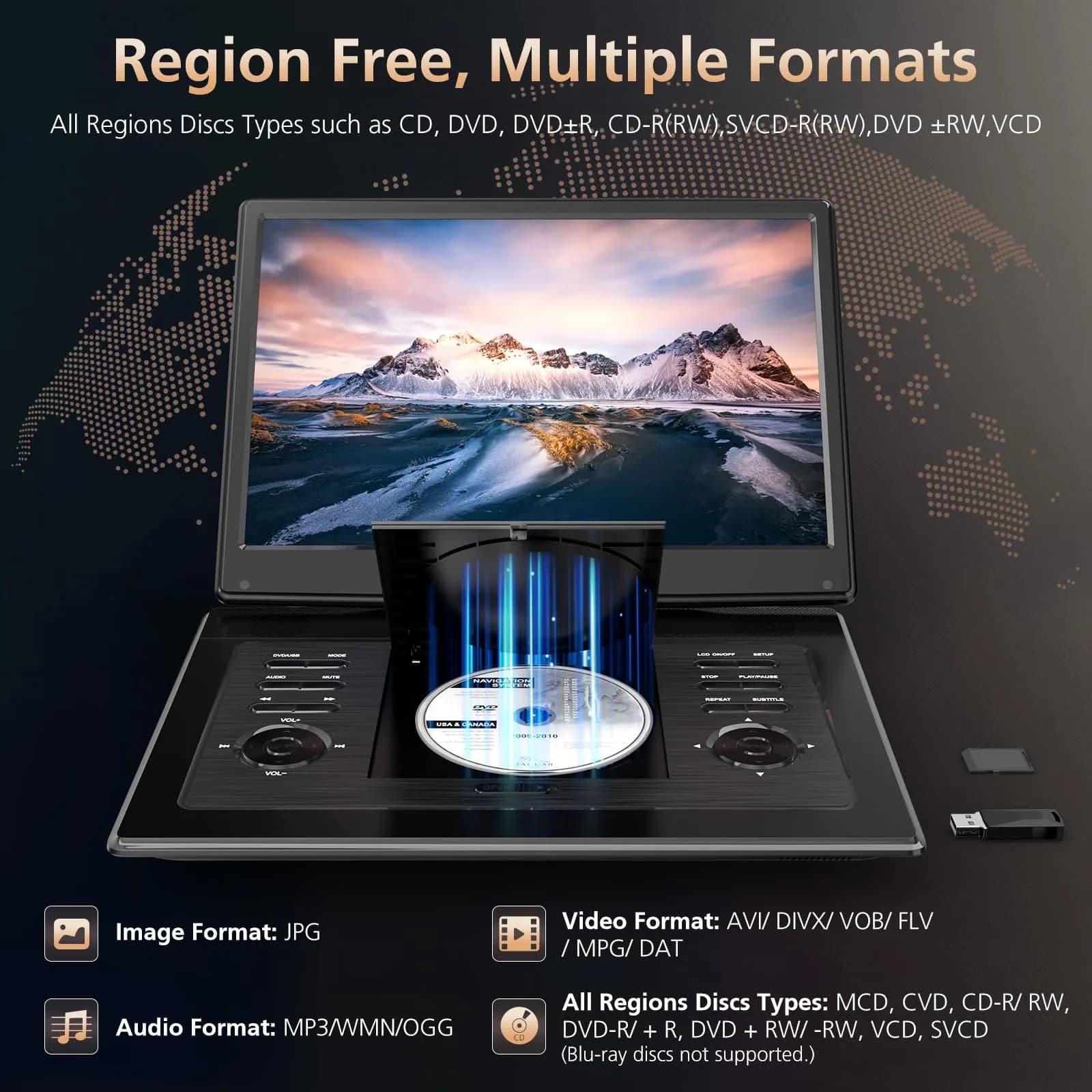 PJGCWB 17.9" Portable DVD Player with 15.6" Swivel HD Screen & 5-Hour Battery | Car DVD Player for Kids with Dual Speakers & Remote - view 3
