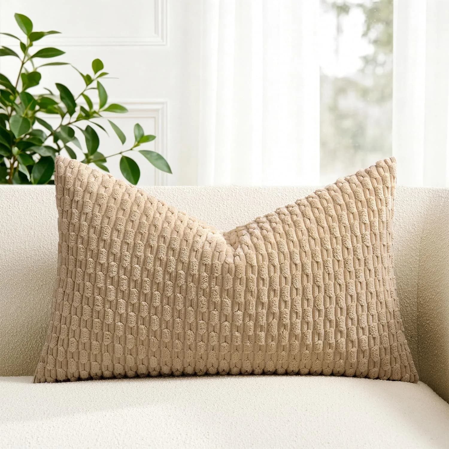 K KEVIN TEXTILE Soft Corduroy Lumbar Pillow Cover 24"x14" | Modern Boho Decor (70-120 chars) - main product image