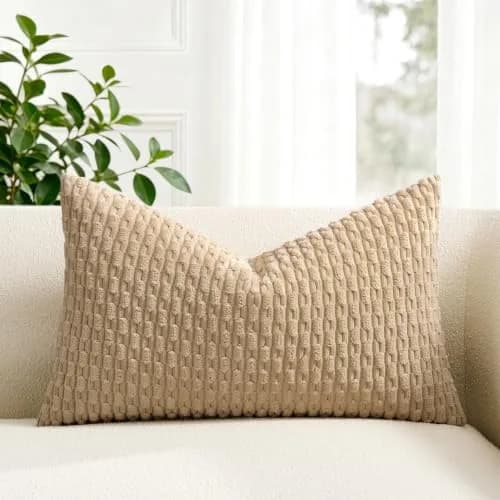 K KEVIN TEXTILE Soft Corduroy Lumbar Pillow Cover 24"x14" | Modern Boho Decor (70-120 chars) thumbnail 1