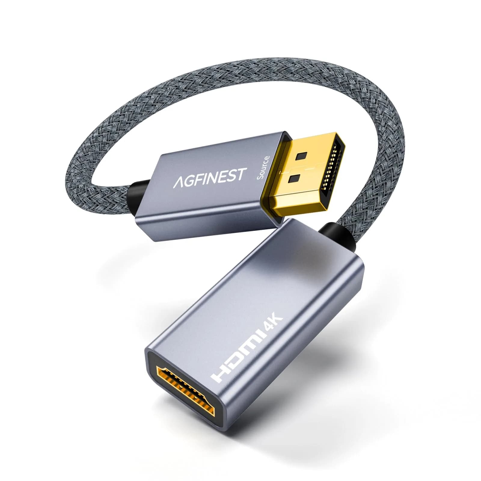 AGFINEST Active DisplayPort to HDMI Adapter 4K@60Hz (15.6 cm) | Stable Signal Conversion for PC, Laptop, Monitor, TV - main product image