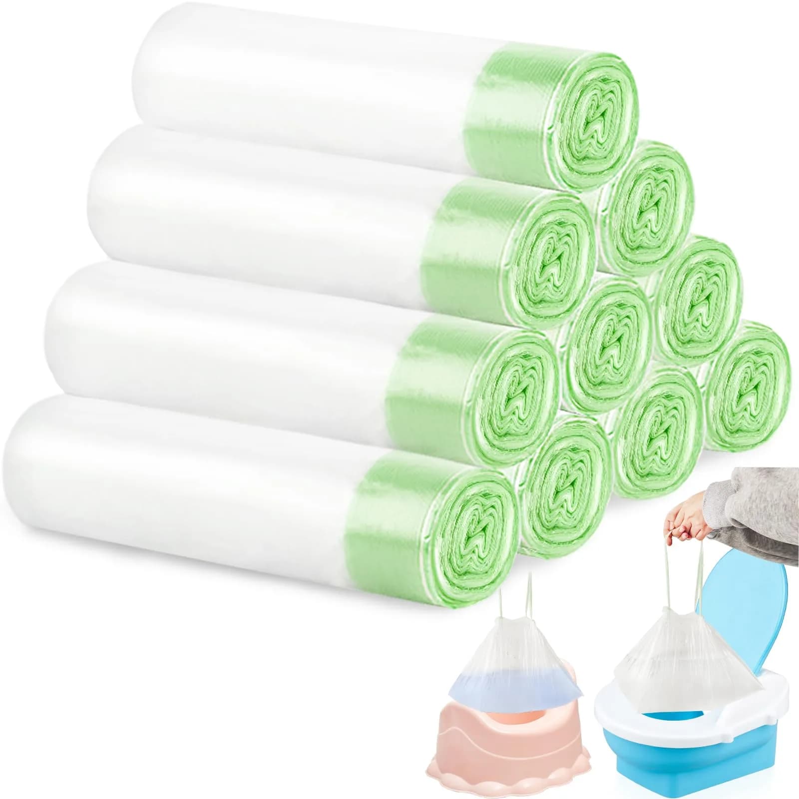 Panxxsen Portable Potty Chair Liners 200 Pack | Hygienic Travel Toilet Bags for Kids & Pets - main product image