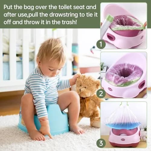 Panxxsen Portable Potty Chair Liners 200 Pack | Hygienic Travel Toilet Bags for Kids & Pets thumbnail 5