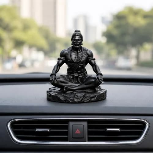 UNOVATE Lord Hanuman Idol for Car Dashboard, Home, Office Desk – Peace & Prosperity, Black Matte Finish thumbnail 5