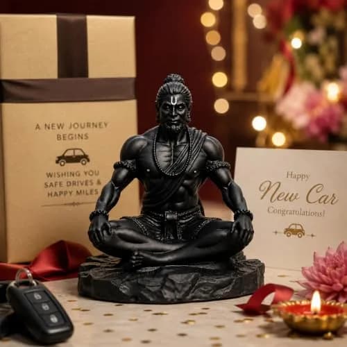 UNOVATE Lord Hanuman Idol for Car Dashboard, Home, Office Desk – Peace & Prosperity, Black Matte Finish thumbnail 6