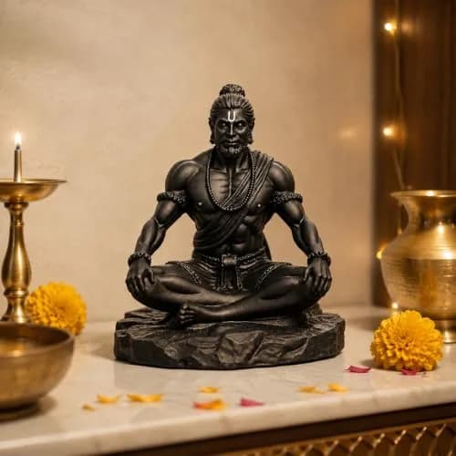 UNOVATE Lord Hanuman Idol for Car Dashboard, Home, Office Desk – Peace & Prosperity, Black Matte Finish thumbnail 7